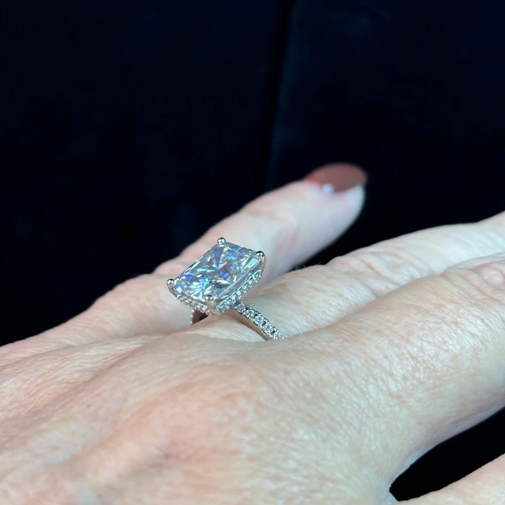 Lane Woods Radiant Hidden Halo Moissanite Ring